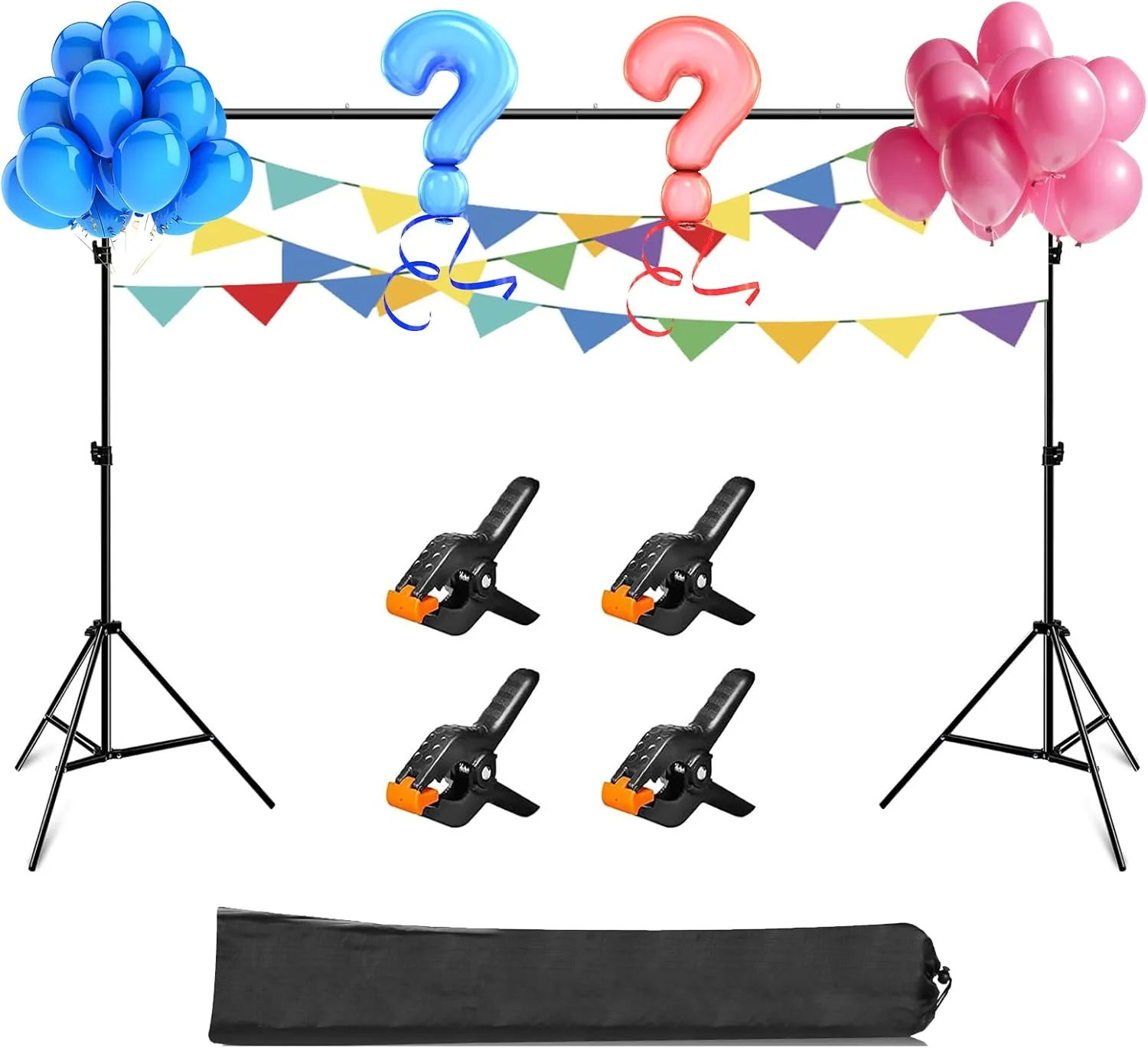 پایه پس زمینه عکاسی PULUZ، کیت پشتیبانی پایه پس زمینه عکاسی قابل تنظیم 2 * 3 متر با 4 گیره پس زمینه و کیف حمل، پایه پس زمینه برای مهمانی ها، عکاسی و عروسی