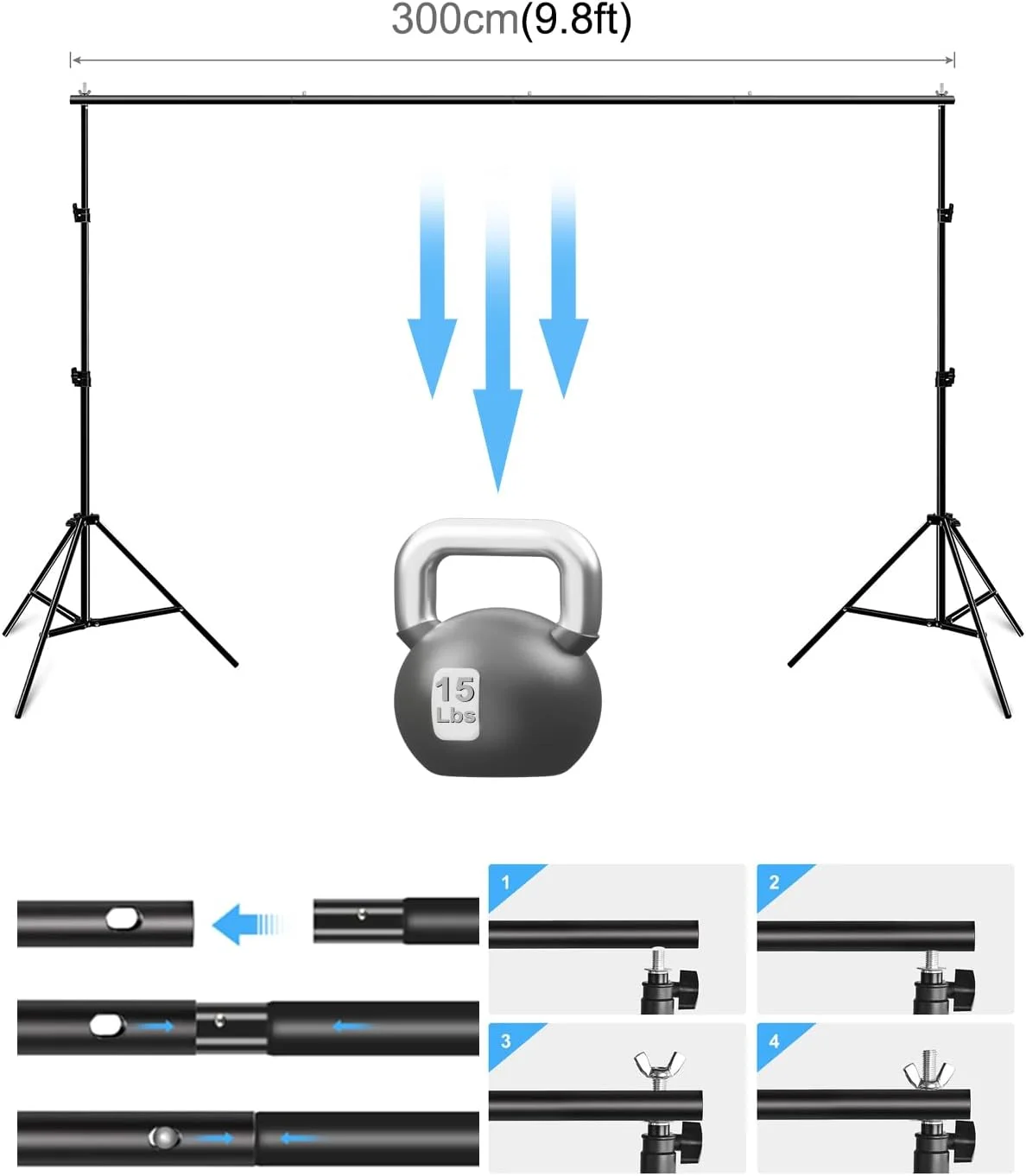 پایه پس زمینه عکاسی PULUZ، کیت پشتیبانی پایه پس زمینه عکاسی قابل تنظیم 2 * 3 متر با 4 گیره پس زمینه و کیف حمل، پایه پس زمینه برای مهمانی ها، عکاسی و عروسی پایه پس زمینه عکاسی PULUZ، کیت پشتیبانی پایه پس زمینه عکاسی قابل تنظیم 2 * 3 متر با 4 گیره پس زمینه و کیف حمل، پایه پس زمینه برای مهمانی ها، عکاسی و عروسی