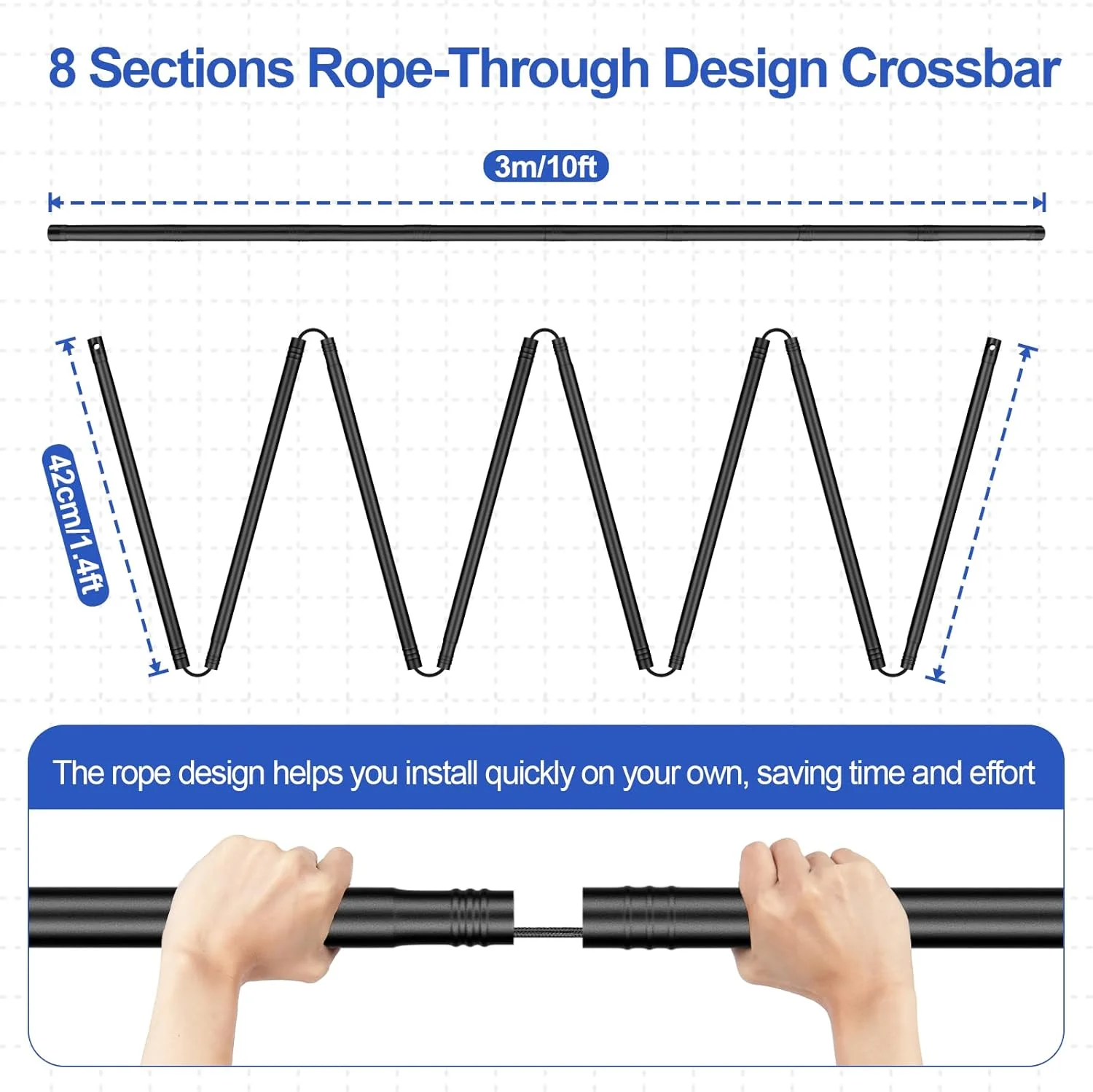 پایه پس زمینه 3x2 متر، کیت سیستم پشتیبانی پس زمینه قابل تنظیم استودیوی عکس با 8 میله افقی، 8 گیره و کیف حمل برای مهمانی ها، عروسی، عکاسی، دکوراسیون
