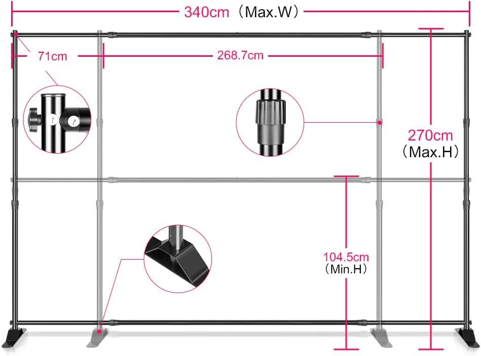 سیستم پشتیبانی پس زمینه عکاسی استودیویی پایه نگهدارنده پس زمینه آلیاژ آلومینیوم با کیف حمل سیستم پشتیبانی پس زمینه عکاسی استودیویی پایه نگهدارنده پس زمینه آلیاژ آلومینیوم با کیف حمل