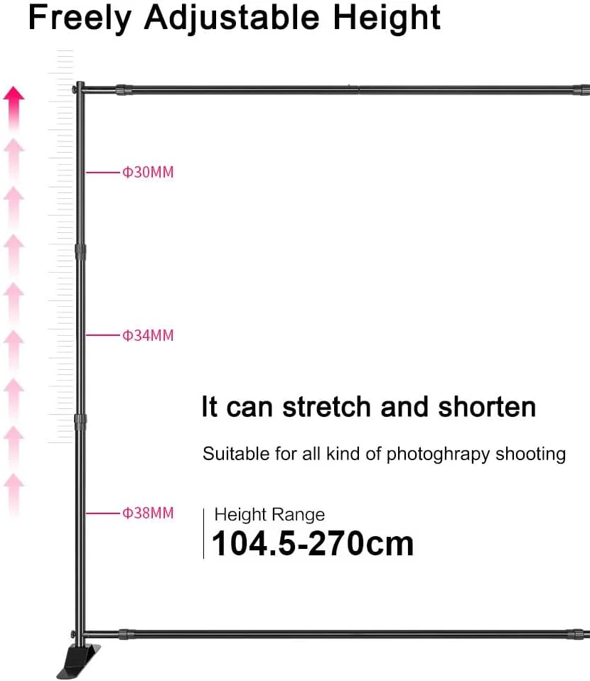 سیستم پشتیبانی پس زمینه عکاسی استودیویی پایه نگهدارنده پس زمینه آلیاژ آلومینیوم با کیف حمل سیستم پشتیبانی پس زمینه عکاسی استودیویی پایه نگهدارنده پس زمینه آلیاژ آلومینیوم با کیف حمل