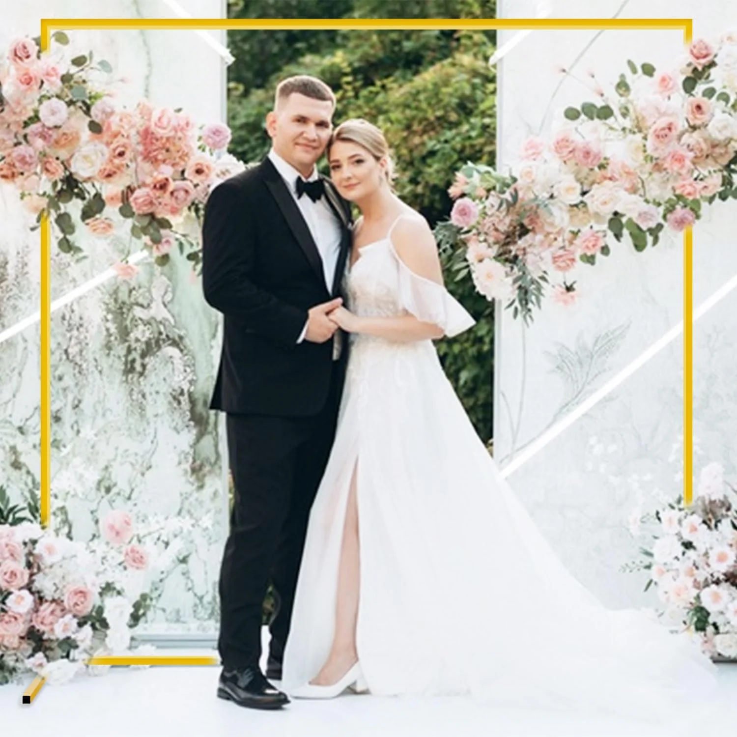 استند طاق عروسی طلایی 2 متری مربعی فلزی، استند پس زمینه طاق، استند طاق بادکنک، طاق های عروسی برای مراسم، استند پس زمینه مهمانی، قاب طاقی برای تزئینات باغ سالگرد تولد