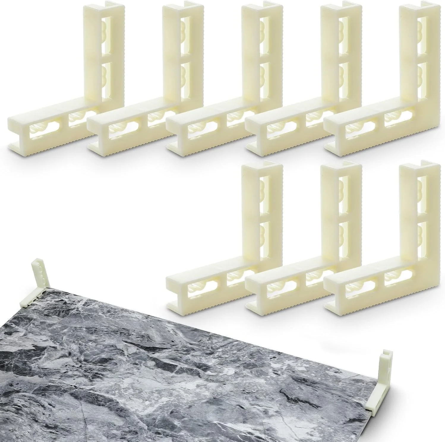 نگهدارنده پس زمینه عکاسی – پایه پلاستیکی قابل تنظیم L شکل، 6.6x6.6x1.27 سانتی متر، نگهدارنده عمودی پس زمینه برای عکاسی استودیویی (4 عدد، سفید)