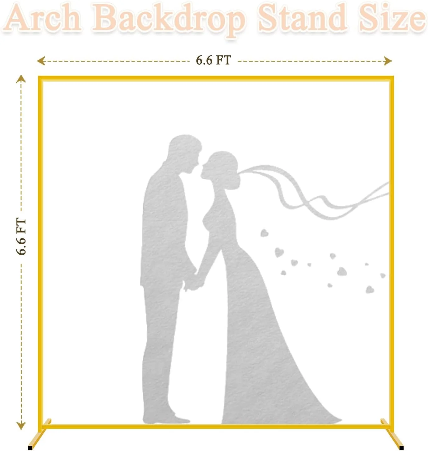 استند طاق عروسی طلایی 2 متری مربعی فلزی، استند پس زمینه طاق، استند طاق بادکنک، طاق های عروسی برای مراسم، استند پس زمینه مهمانی، قاب طاقی برای تزئینات باغ سالگرد تولد
