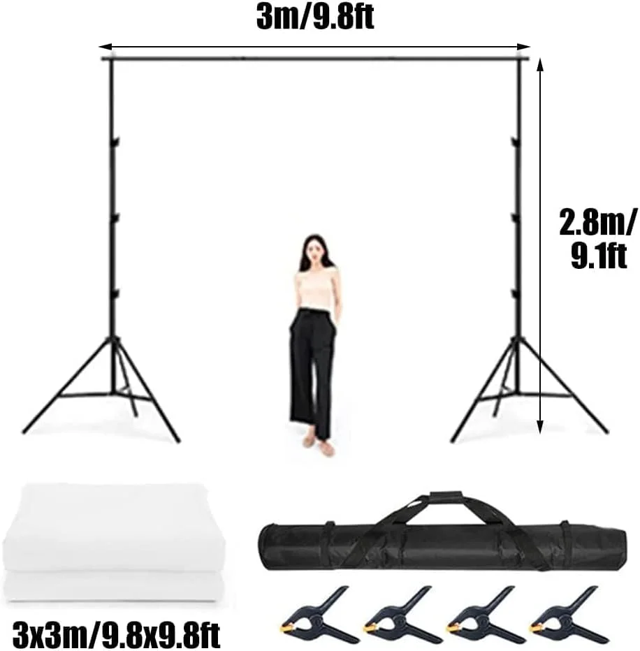 کیت پس زمینه عکاسی با پایه و 4 گیره، پس زمینه عکاسی سفید با پایه، پس زمینه عکاسی با قابلیت تنظیم ارتفاع، نصب آسان کیت پس زمینه عکاسی با پایه و 4 گیره، پس زمینه عکاسی سفید با پایه، پس زمینه عکاسی با قابلیت تنظیم ارتفاع، نصب آسان