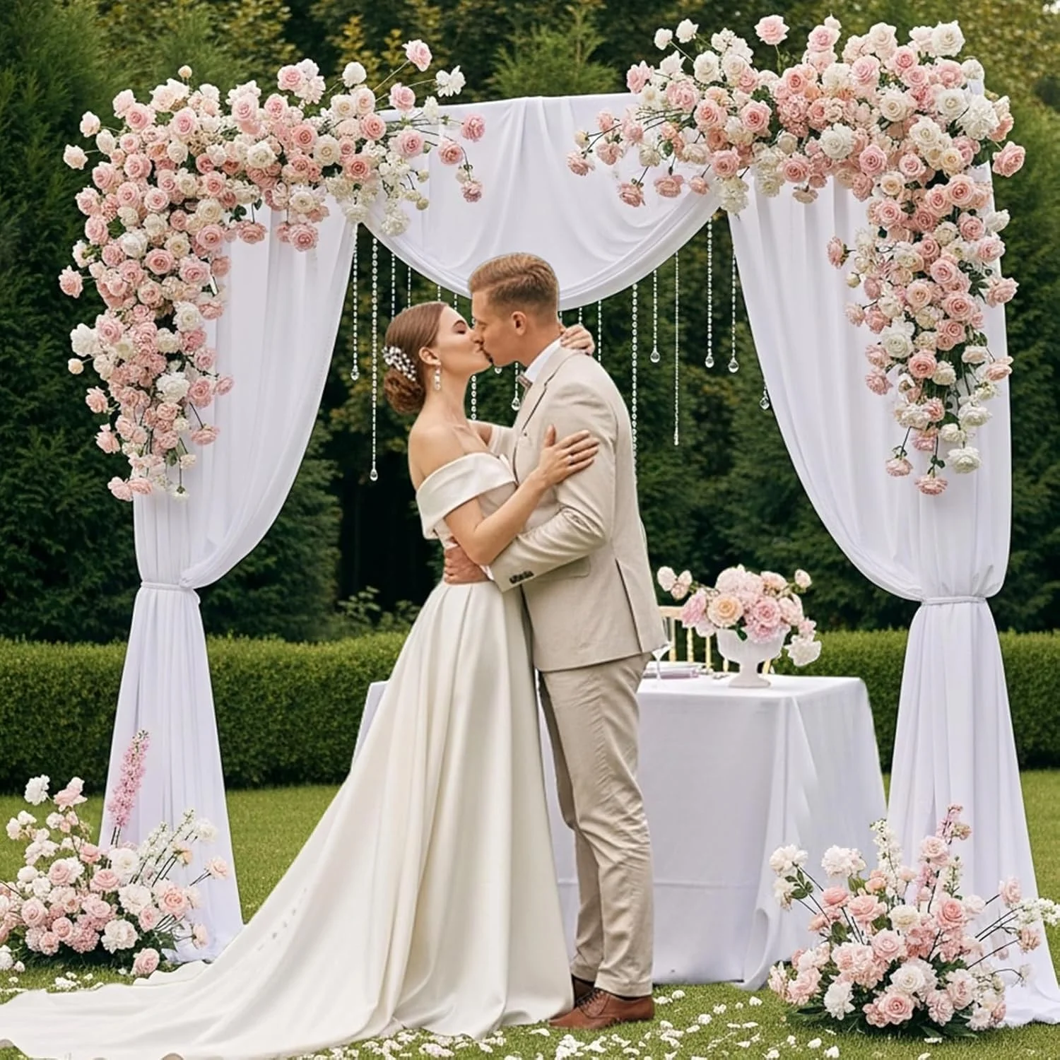 استند پس زمینه مستطیلی مراسم عروسی OurWarm، استند کمانی فلزی با پایه، استند مربعی بادکنک برای جشن تولد، جشن نوزادی و مراسم
