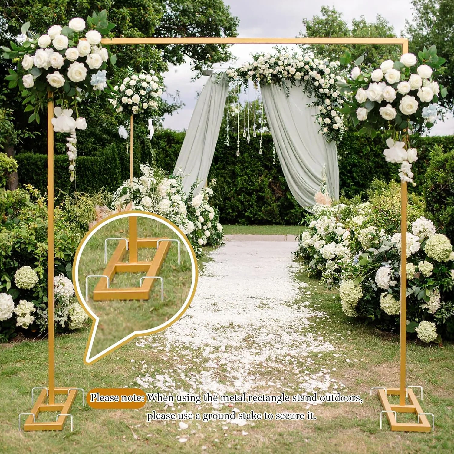 استند پس زمینه مستطیلی مراسم عروسی OurWarm، استند کمانی فلزی با پایه، استند مربعی بادکنک برای جشن تولد، جشن نوزادی و مراسم