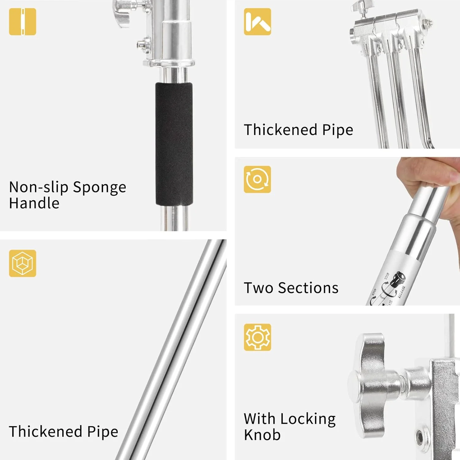 مکینگ سلنس پایه C برای پس زمینه عکس 3x3 متر، سیستم پشتیبانی پس زمینه سنگین و حرفه ای برای عکاسی، پایه نور قابل تنظیم و میله افقی برای استودیو فیلمبرداری