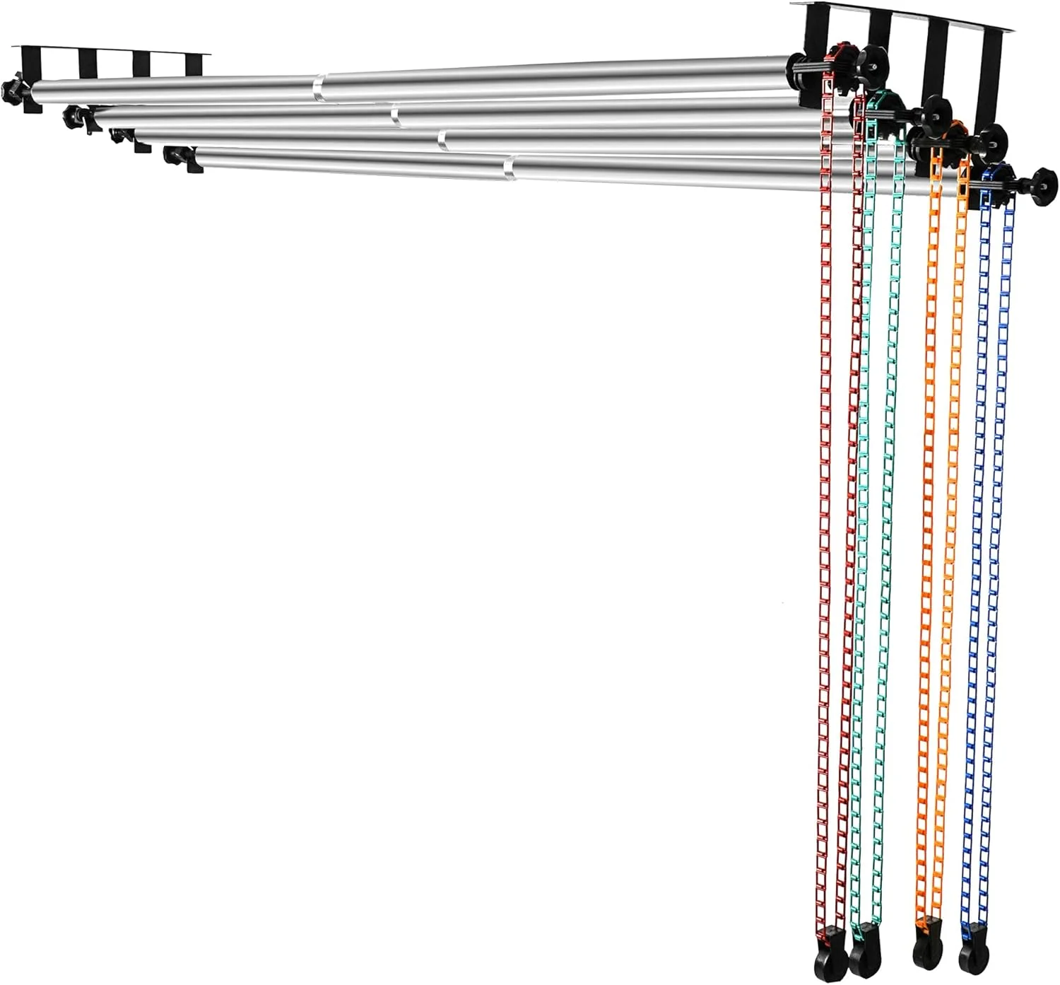 سیستم نگهدارنده پس زمینه عکاسی MagicLine با 4 غلتک، میله های متقاطع استیل ضد زنگ 118 اینچی، پایه دستی پس زمینه، نگهدارنده پس زمینه قابل نصب روی دیوار/سقف/پایه نور برای خانه و استودیو (پایداری)