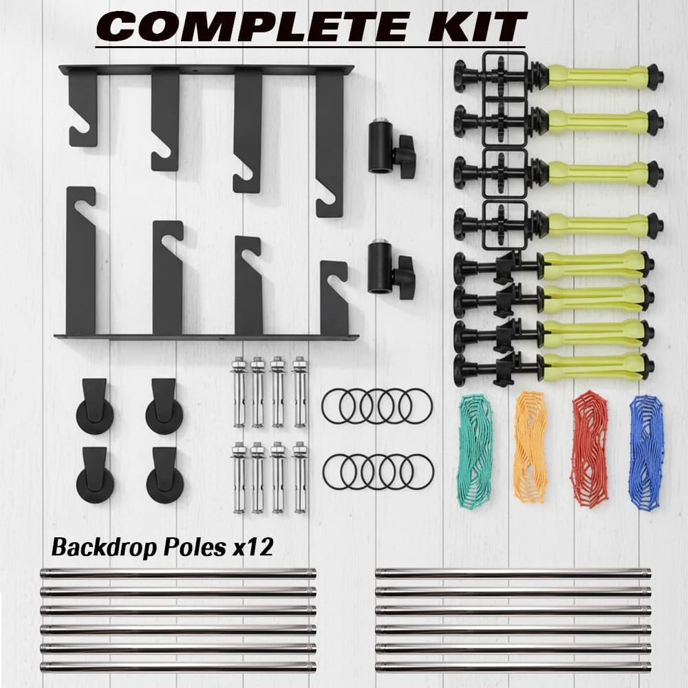 سیستم نگهدارنده پس زمینه عکاسی MagicLine با 4 غلتک، میله های متقاطع استیل ضد زنگ 118 اینچی، پایه دستی پس زمینه، نگهدارنده پس زمینه قابل نصب روی دیوار/سقف/پایه نور برای خانه و استودیو (پایداری) سیستم نگهدارنده پس زمینه عکاسی MagicLine با 4 غلتک، میله های متقاطع استیل ضد زنگ 118 اینچی، پایه دستی پس زمینه، نگهدارنده پس زمینه قابل نصب روی دیوار/سقف/پایه نور برای خانه و استودیو (پایداری)