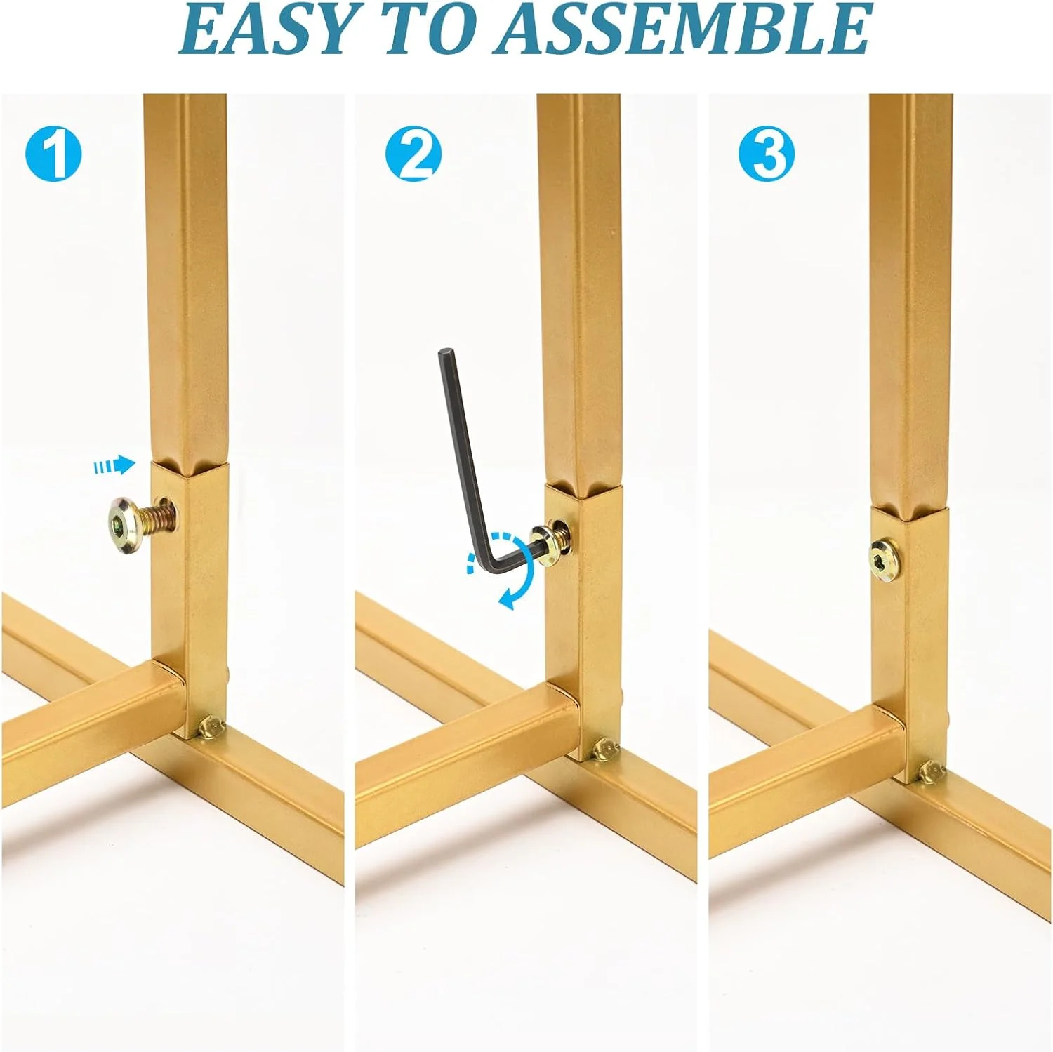 مجموعه پایه طاق فلزی، 3 عدد، ارتفاع 2.2/2/1.8 متر، طاق های طلایی برای مراسم عروسی، پایه قاب طاق بادکنک فلزی، آربور باغی برای دکوراسیون جشن سالگرد عروسی