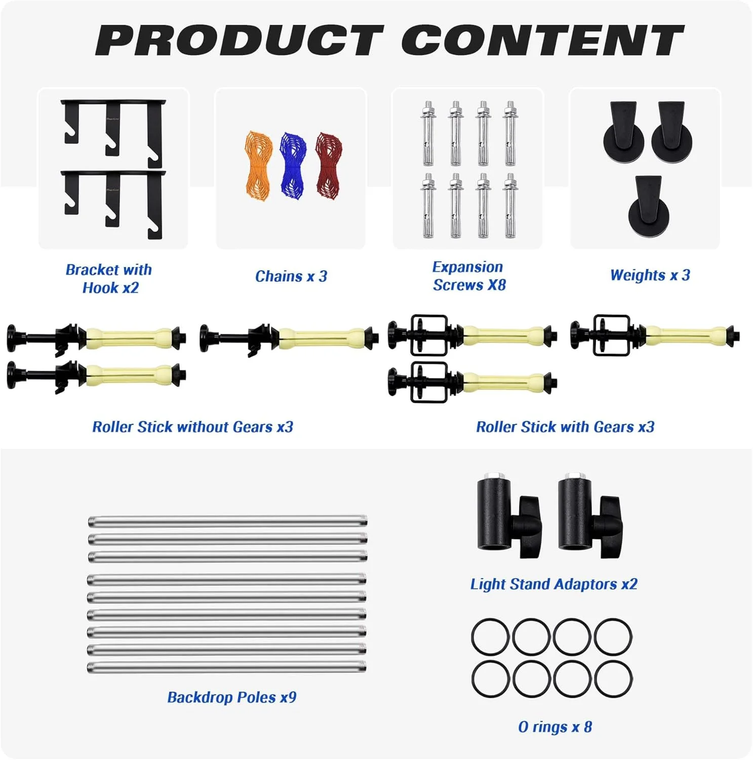 سیستم نگهدارنده پس زمینه عکاسی MagicLine با 3 غلتک، میله های متقاطع استیل ضد زنگ 118 اینچی، پایه پس زمینه دستی، نگهدارنده پس زمینه قابل نصب روی دیوار/سقف/پایه نور برای خانه و استودیو (پایداری) سیستم نگهدارنده پس زمینه عکاسی MagicLine با 3 غلتک، میله های متقاطع استیل ضد زنگ 118 اینچی، پایه پس زمینه دستی، نگهدارنده پس زمینه قابل نصب روی دیوار/سقف/پایه نور برای خانه و استودیو (پایداری)