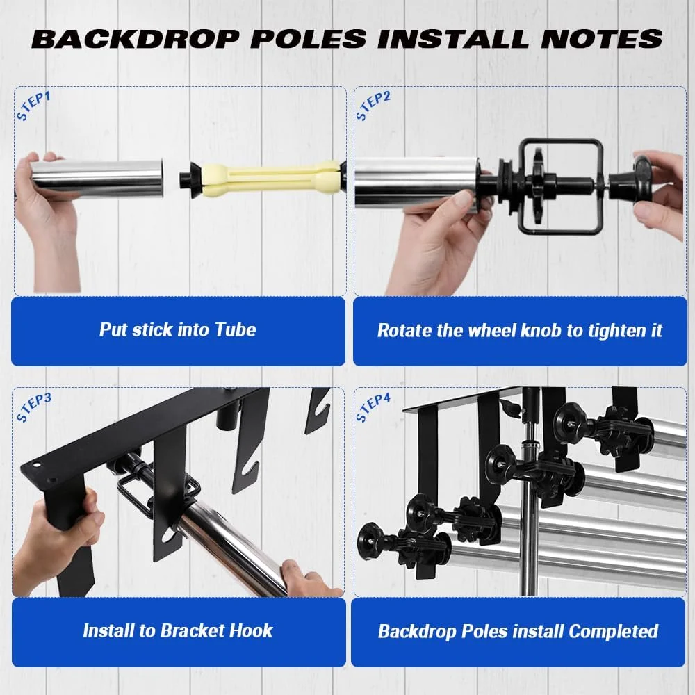 سیستم نگهدارنده پس زمینه عکاسی MagicLine با 4 غلتک، میله های متقاطع استیل ضد زنگ 118 اینچی، پایه دستی پس زمینه، نگهدارنده پس زمینه قابل نصب روی دیوار/سقف/پایه نور برای خانه و استودیو (پایداری) سیستم نگهدارنده پس زمینه عکاسی MagicLine با 4 غلتک، میله های متقاطع استیل ضد زنگ 118 اینچی، پایه دستی پس زمینه، نگهدارنده پس زمینه قابل نصب روی دیوار/سقف/پایه نور برای خانه و استودیو (پایداری)
