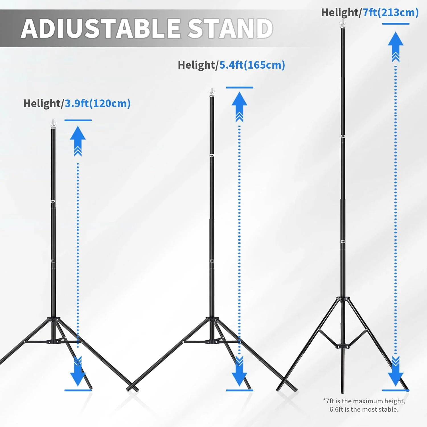 پایه پس زمینه 2x3 متری، کیت پایه پس زمینه عکس، پایه پس زمینه قابل تنظیم برای مهمانی ها، پایه پس زمینه با 6 گیره پس زمینه و کیف حمل برای تزئینات مهمانی های عکاسی عروسی
