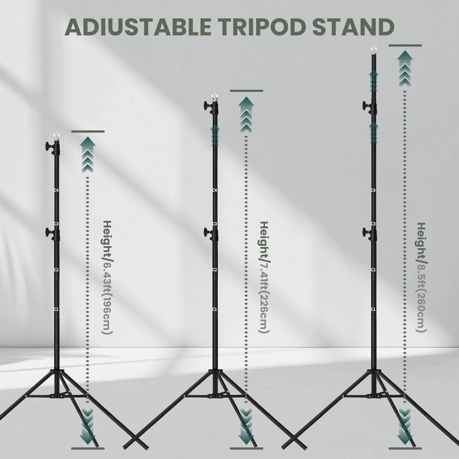 پایه پس زمینه 2.6x3 متری، پایه بنر پس زمینه قابل تنظیم، کیت پشتیبانی پایه پس زمینه استودیوی عکس عکاسی برای دکوراسیون عروسی و مهمانی ها با کیف حمل