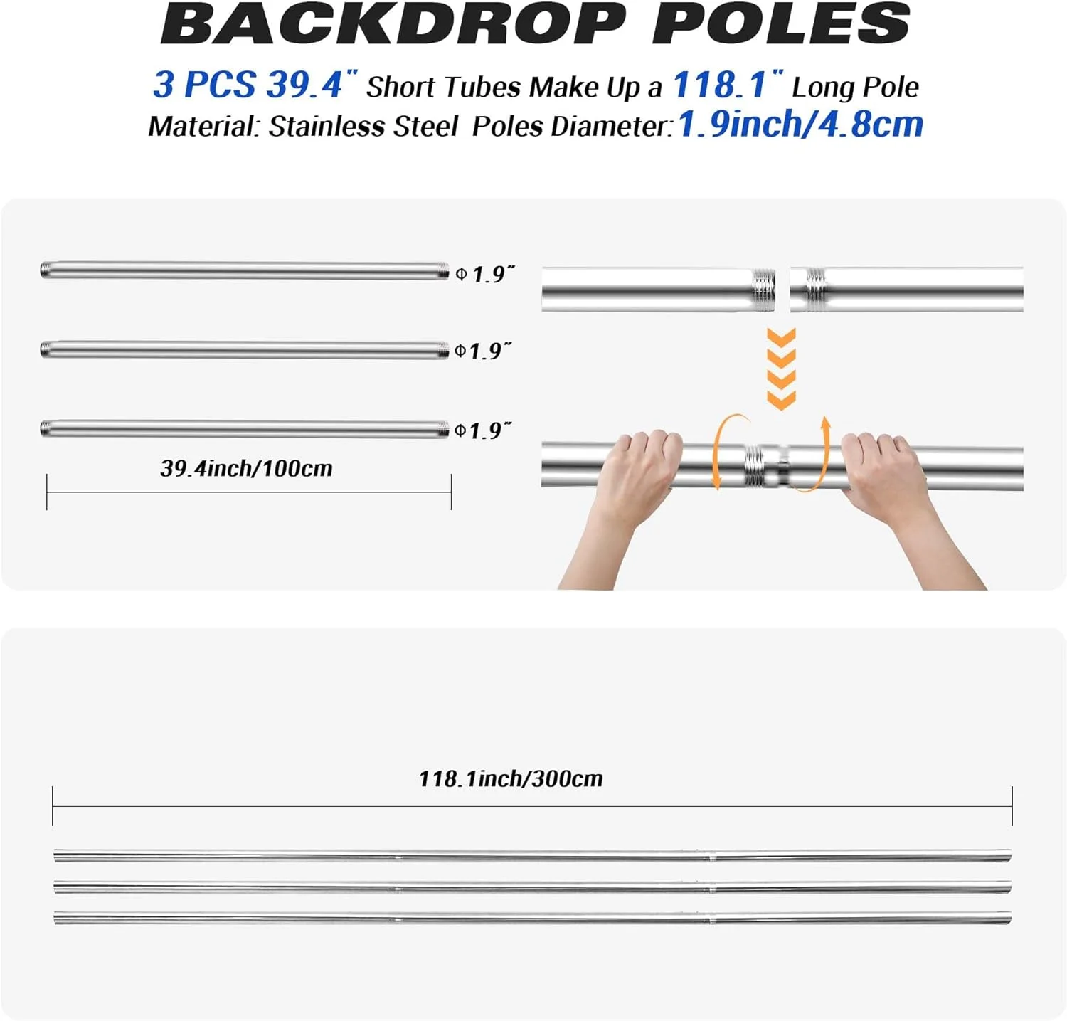 سیستم نگهدارنده پس زمینه عکاسی MagicLine با 3 غلتک، میله های متقاطع استیل ضد زنگ 118 اینچی، پایه پس زمینه دستی، نگهدارنده پس زمینه قابل نصب روی دیوار/سقف/پایه نور برای خانه و استودیو (پایداری) سیستم نگهدارنده پس زمینه عکاسی MagicLine با 3 غلتک، میله های متقاطع استیل ضد زنگ 118 اینچی، پایه پس زمینه دستی، نگهدارنده پس زمینه قابل نصب روی دیوار/سقف/پایه نور برای خانه و استودیو (پایداری)