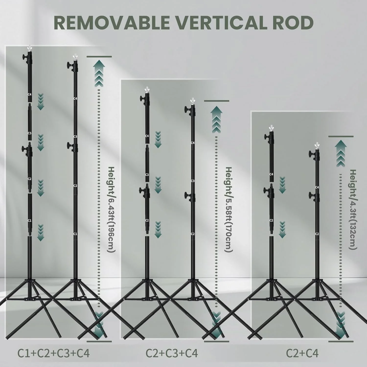 پایه پس زمینه 2.6x3 متری، پایه بنر پس زمینه قابل تنظیم، کیت پشتیبانی پایه پس زمینه استودیوی عکس عکاسی برای دکوراسیون عروسی و مهمانی ها با کیف حمل