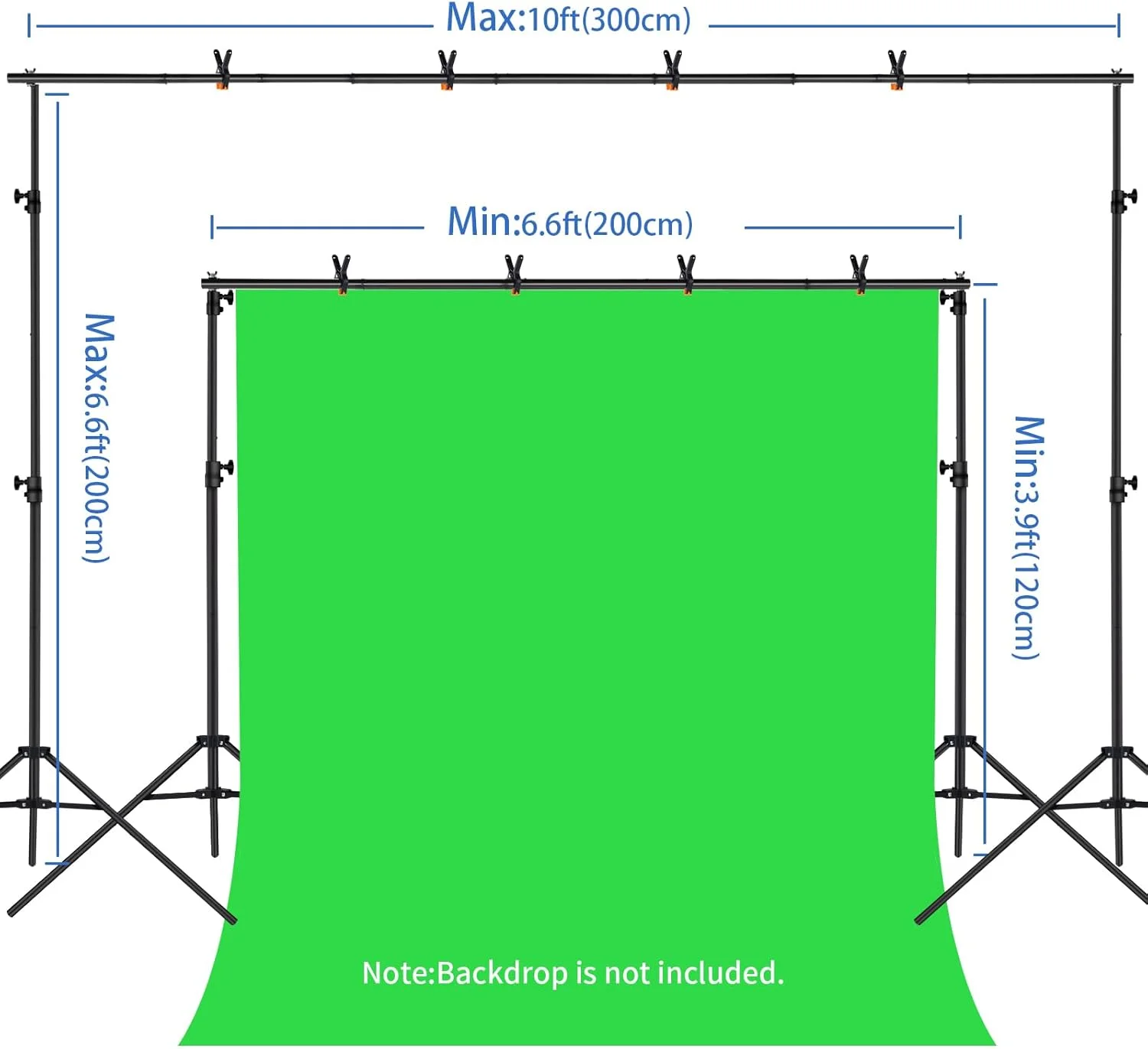 پایه پس زمینه جدید ارتقا یافته 2x3 متر، کیت پشتیبانی پایه پس زمینه استودیوی عکس قابل تنظیم با 4 گیره پس زمینه و کیف حمل برای مهمانی ها، عکاسی عروسی