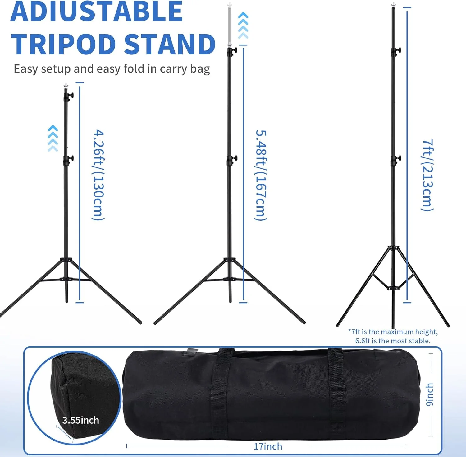 پایه پس زمینه جدید ارتقا یافته 2x3 متر، کیت پشتیبانی پایه پس زمینه استودیوی عکس قابل تنظیم با 4 گیره پس زمینه و کیف حمل برای مهمانی ها، عکاسی عروسی