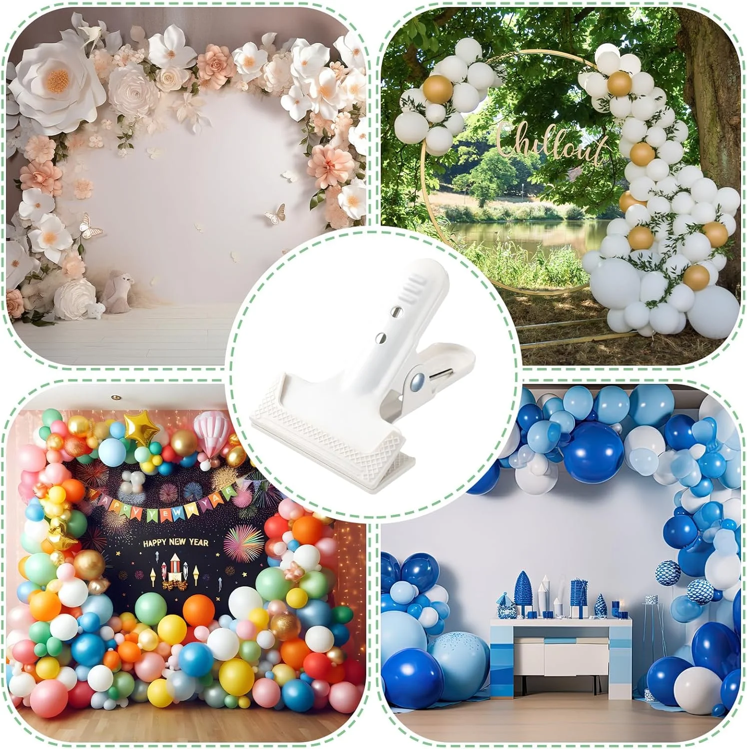 بسته 6 عددی گیره های فنری پس زمینه LemonRoad، طول 10.5 سانتی متر، گیره های کمان بادکنک با گیره ضد لغزش، گیره های سنگین برای حلقه بادکنک، پایه های پس زمینه عکاسی، نجاری، پروژه های بهبود خانه (سفید)