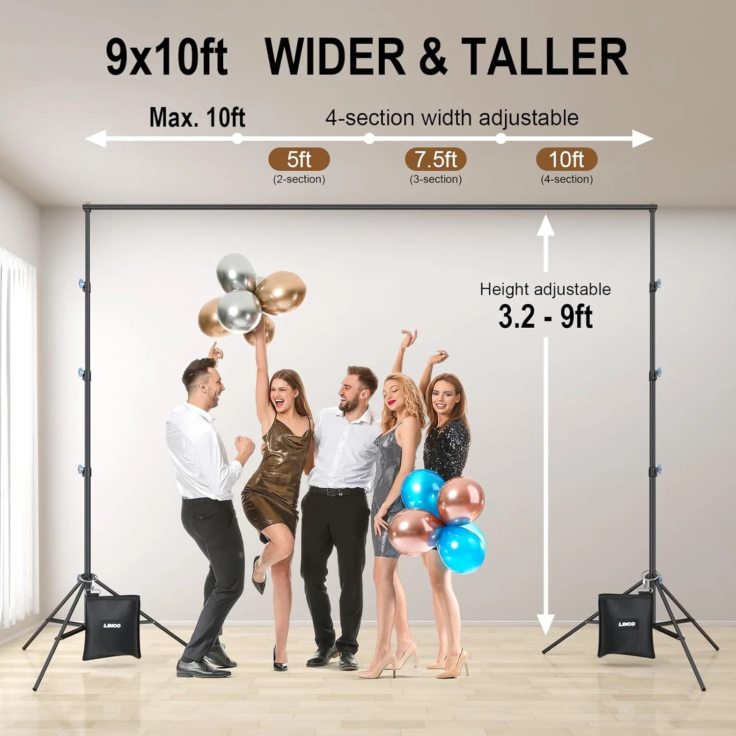 سیستم کیت پایه نگهدارنده پس زمینه عکاسی لینکو Lincostore با ابعاد 9x10 فوت مدل 4154-4236