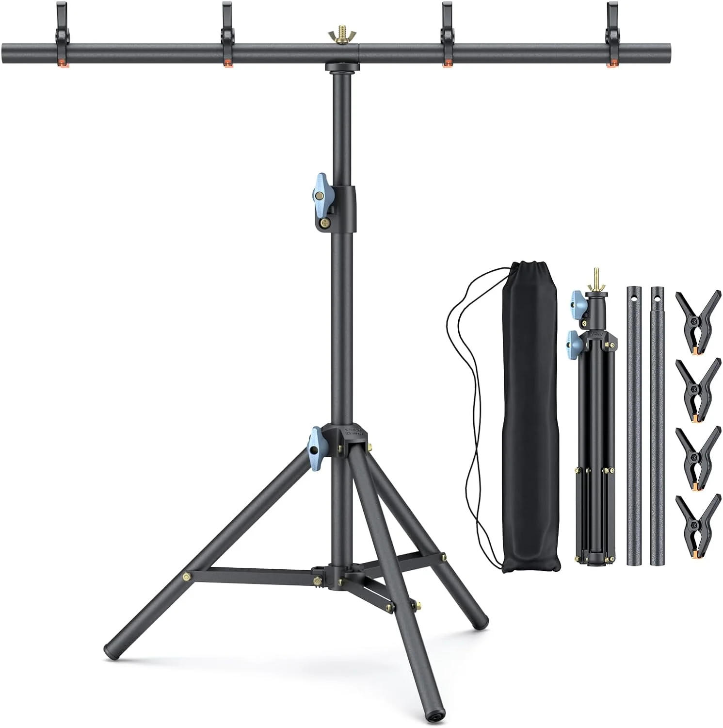 پایه پس زمینه کوچک لینکو Lincostore، پایه رومیزی قابل حمل 2.2x2.6 فوت به شکل T با کیف حمل و 4 گیره فنری برای پس زمینه کوچک عکاسی