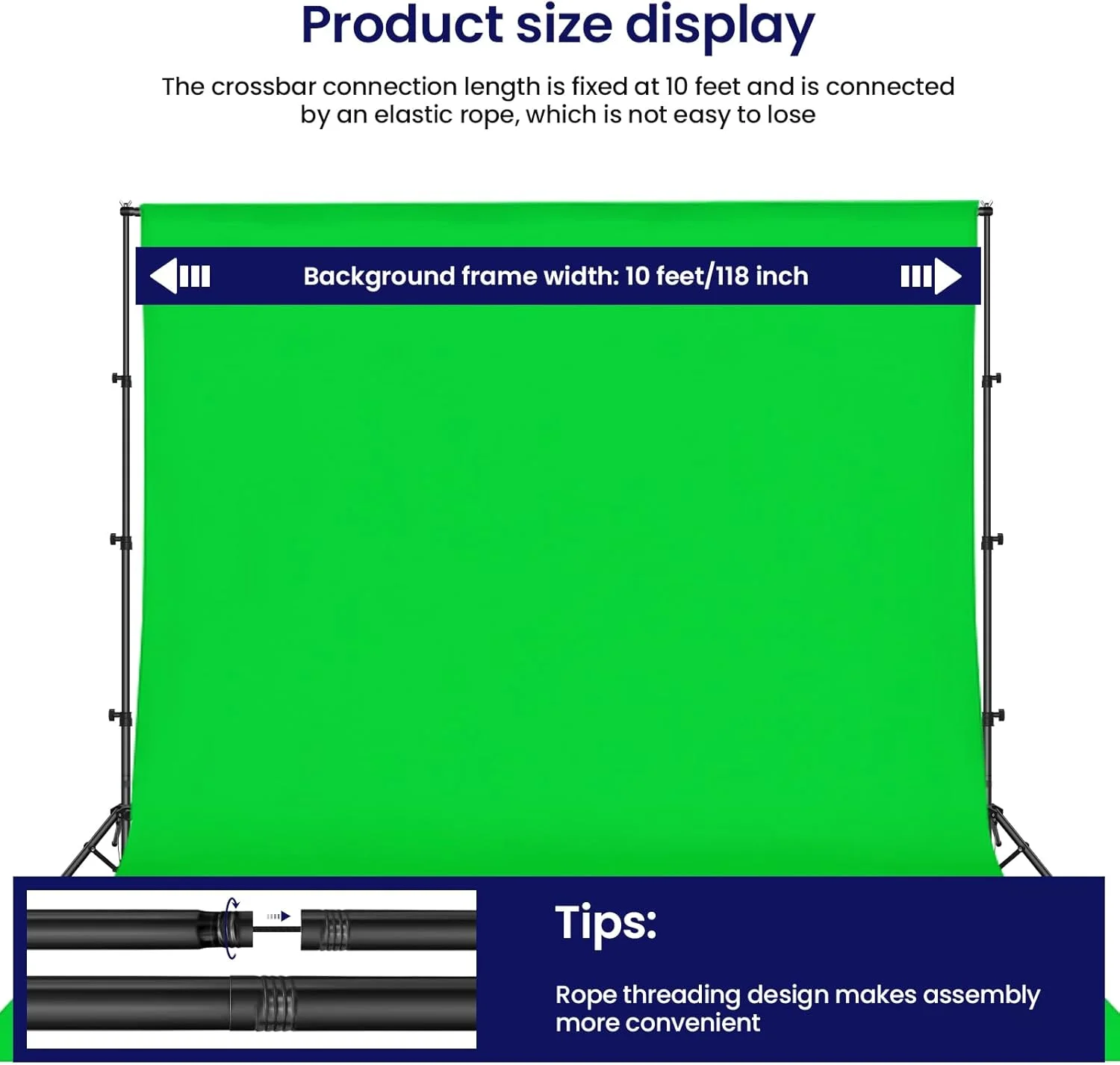 کیت پایه پرده پس زمینه تاشو معکوس قابل حمل Jiang&Rong، 3 متر در 2 متر (عرض در ارتفاع) پایه پس زمینه قابل تنظیم با کیف حمل برای مهمانی، تولد، عروسی، فارغ التحصیلی