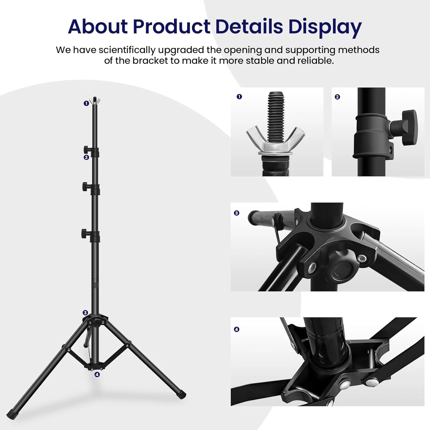 کیت پایه پرده پس زمینه تاشو معکوس قابل حمل Jiang&Rong، 3 متر در 2 متر (عرض در ارتفاع) پایه پس زمینه قابل تنظیم با کیف حمل برای مهمانی، تولد، عروسی، فارغ التحصیلی