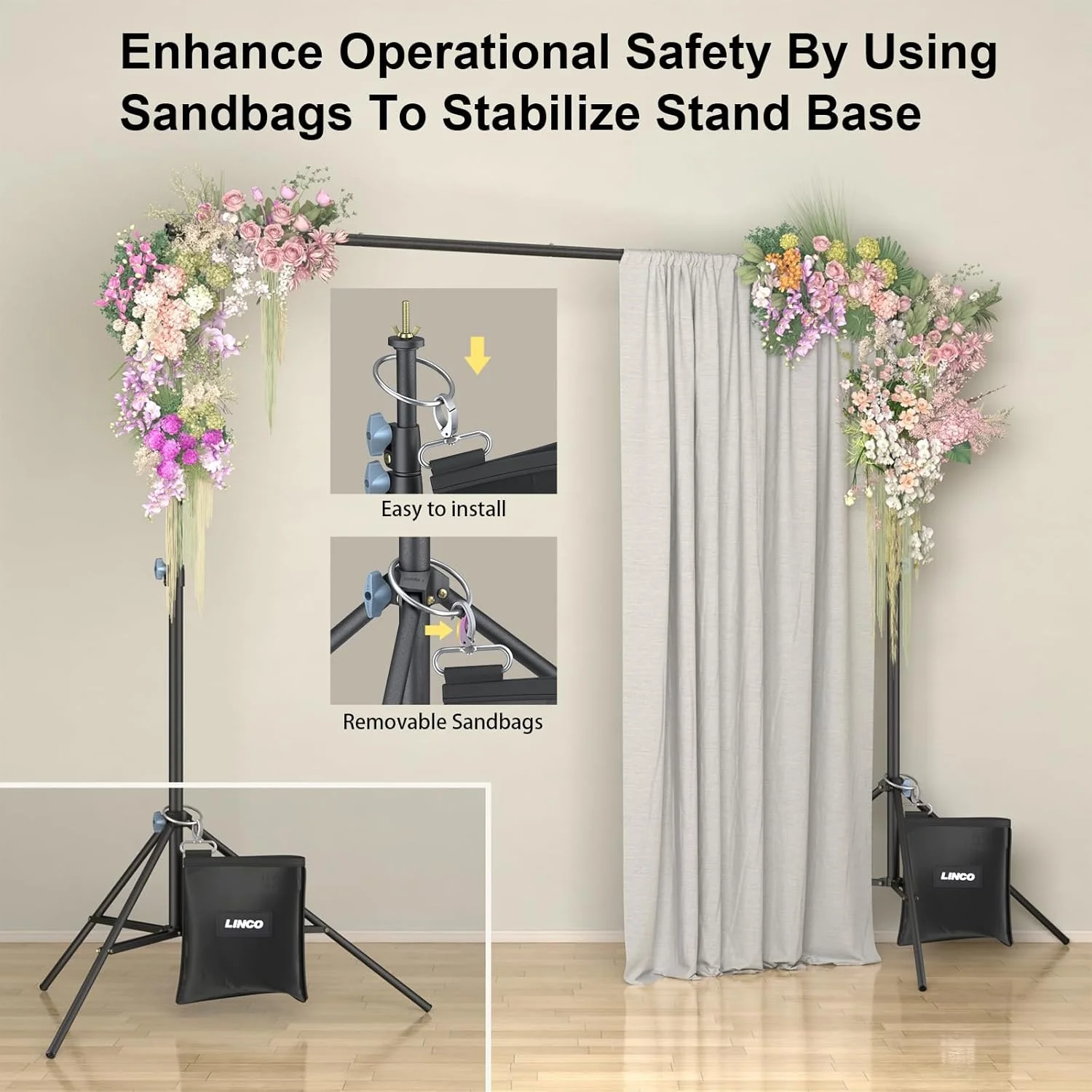 سیستم کیت پایه نگهدارنده پس زمینه عکاسی لینکو Lincostore با ابعاد 9x10 فوت مدل 4154-4236