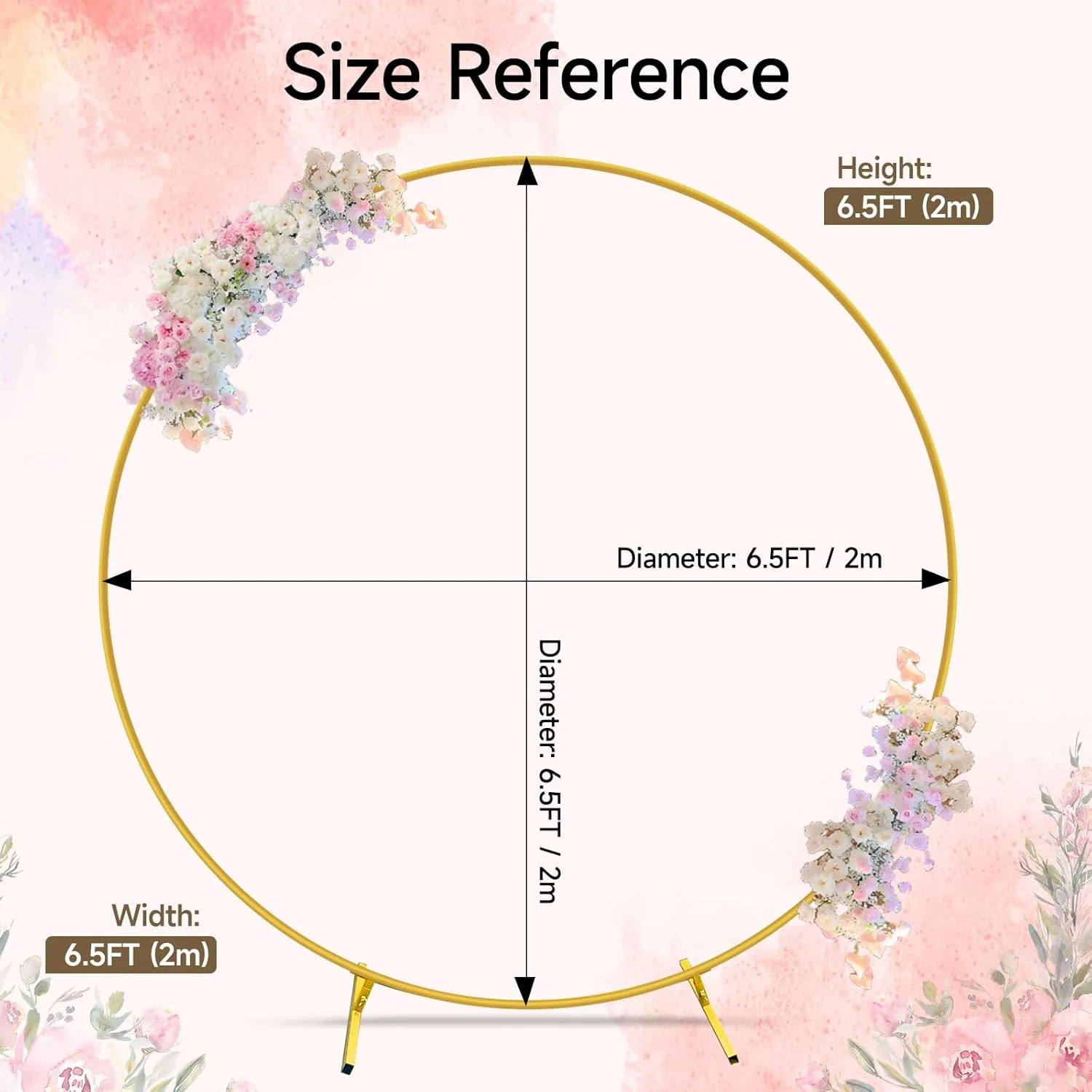 پایه طاق بادکنک فلزی گرد، قاب طاق بادکنک دایره ای برای عروسی، جشن تولد، جشن نوزادی، ارتفاع 2 متر مناسب برای دکوراسیون