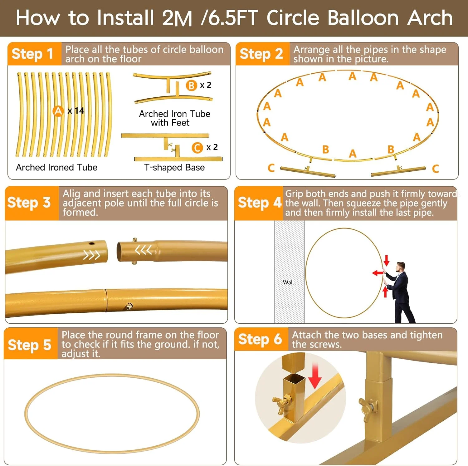 پایه طاق بادکنک فلزی گرد، قاب طاق بادکنک دایره ای برای عروسی، جشن تولد، جشن نوزادی، ارتفاع 2 متر مناسب برای دکوراسیون