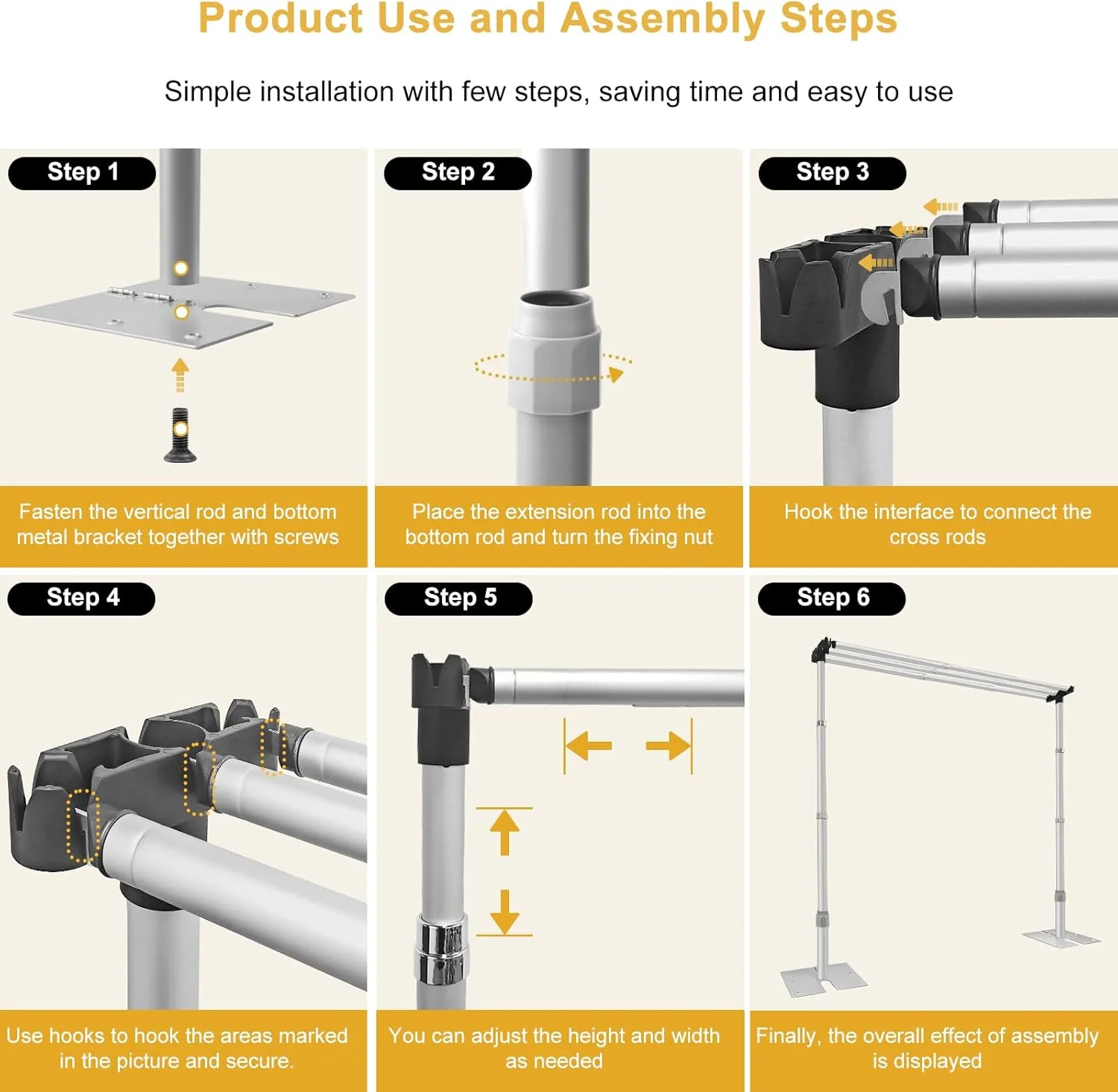 پایه پس زمینه سه میله ای 3x3 متری Jiang&Rong، کیت پایه و پرده قابل تنظیم سنگین، پایه پس زمینه، پس زمینه عکس استودیوی عکاسی، قاب فلزی برای پس زمینه