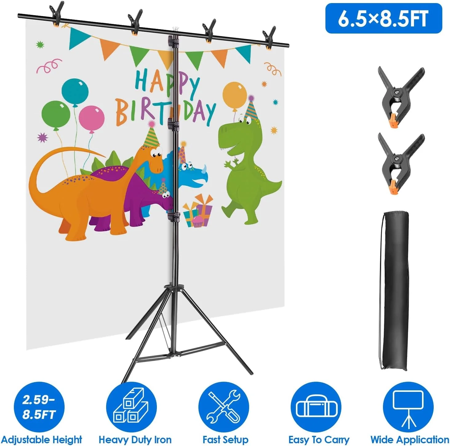 پایه پس زمینه آی مانتک برای مهمانی، 2x2.6 متری قابل تنظیم برای استودیو عکس و فیلم، پایه پس زمینه عکس با 6 گیره فنری، کیسه شن و کیف حمل برای تولد/مهمانی/عروسی پایه پس زمینه آی مانتک برای مهمانی، 2x2.6 متری قابل تنظیم برای استودیو عکس و فیلم، پایه پس زمینه عکس با 6 گیره فنری، کیسه شن و کیف حمل برای تولد/مهمانی/عروسی