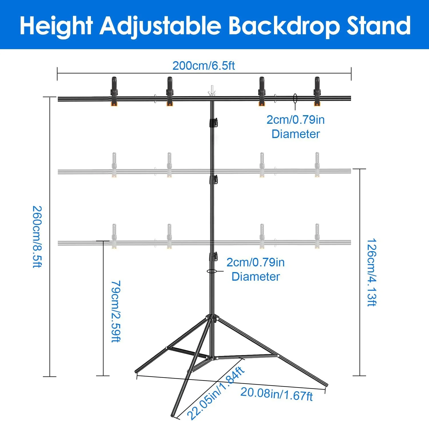 پایه پس زمینه آی مانتک برای مهمانی، 2x2.6 متری قابل تنظیم برای استودیو عکس و فیلم، پایه پس زمینه عکس با 6 گیره فنری، کیسه شن و کیف حمل برای تولد/مهمانی/عروسی پایه پس زمینه آی مانتک برای مهمانی، 2x2.6 متری قابل تنظیم برای استودیو عکس و فیلم، پایه پس زمینه عکس با 6 گیره فنری، کیسه شن و کیف حمل برای تولد/مهمانی/عروسی