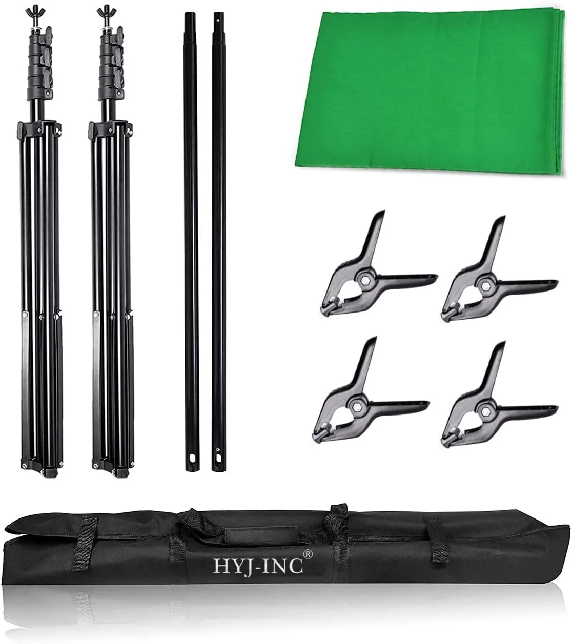 استودیو عکس و فیلم پرده سبز کروماکی موسلین نخی 100% با ابعاد 3x3.6 متر به همراه پایه نگهدارنده پس زمینه عکاسی 2.5x3 متری، گیره و کیف حمل