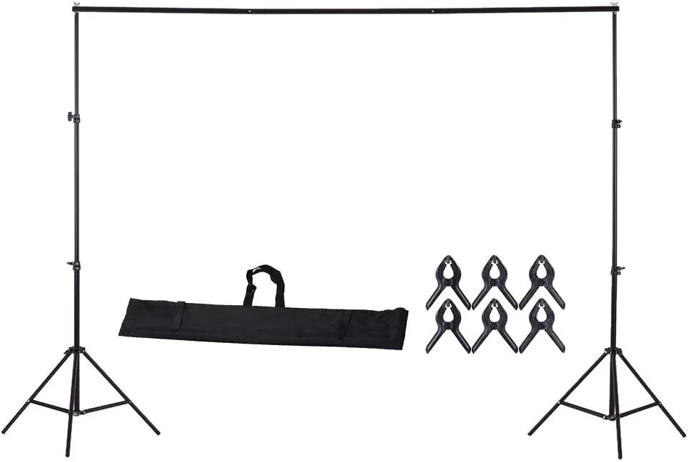 کیت سیستم پشتیبانی پس زمینه استودیویی عکاسی قابل تنظیم آلیاژ آلومینیوم Irovami 200 * 200 سانتی متر / 78 * 78 اینچ، کیت میله ویدیویی عکس سنگین با کیف حمل و 6 عدد گیره برای استودیوی خانگی