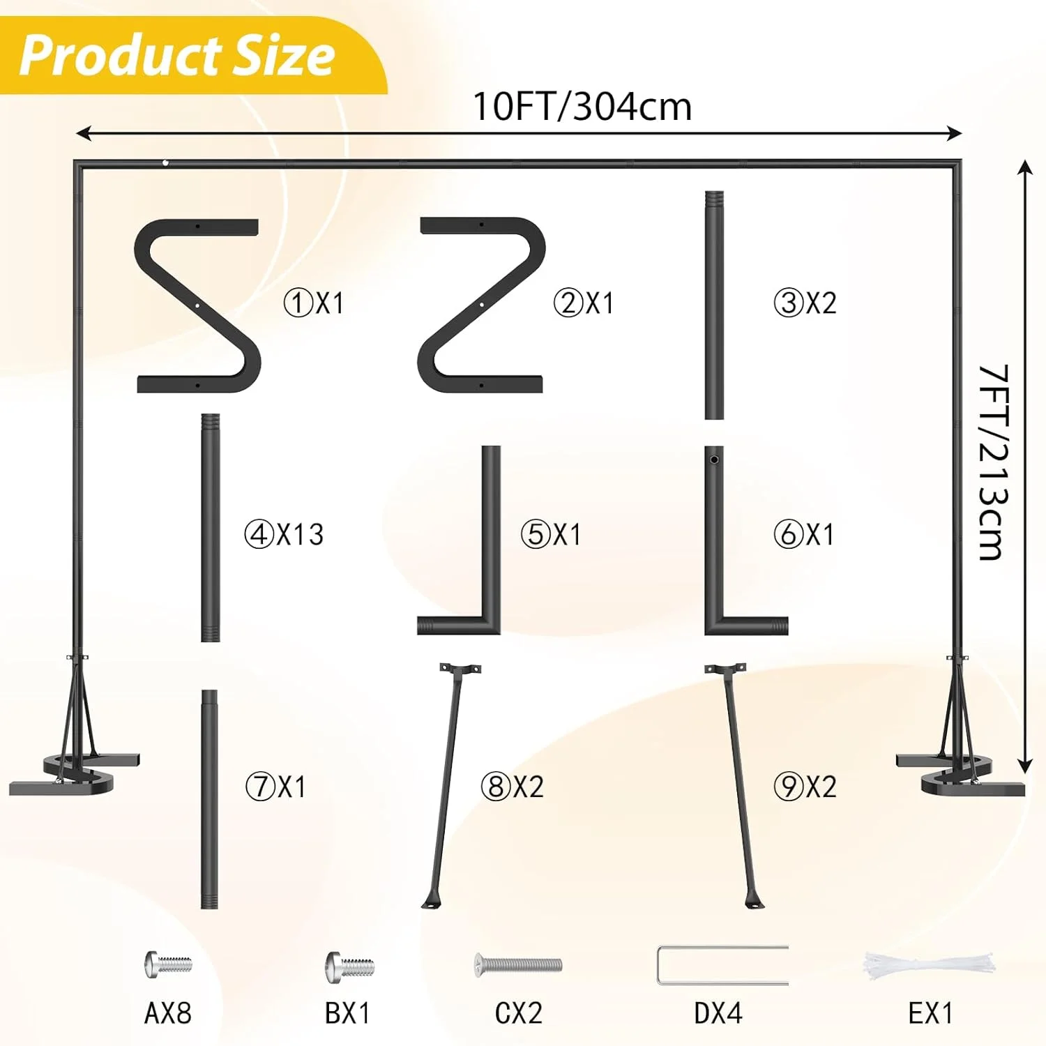 پایه بنر پس زمینه مشکی هایترال 3x2 متر، قاب فلزی طاق مربعی شکل برای عروسی، کیت پایه پس زمینه سنگین، پایه پس زمینه عکس قابل تنظیم برای مهمانی ها، تولد، استودیوی ویدئویی