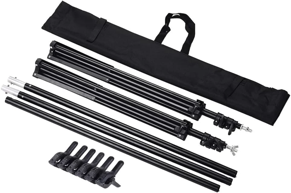 کیت سیستم پشتیبانی پس زمینه استودیویی عکاسی قابل تنظیم آلیاژ آلومینیوم Irovami 200 * 200 سانتی متر / 78 * 78 اینچ، کیت میله ویدیویی عکس سنگین با کیف حمل و 6 عدد گیره برای استودیوی خانگی