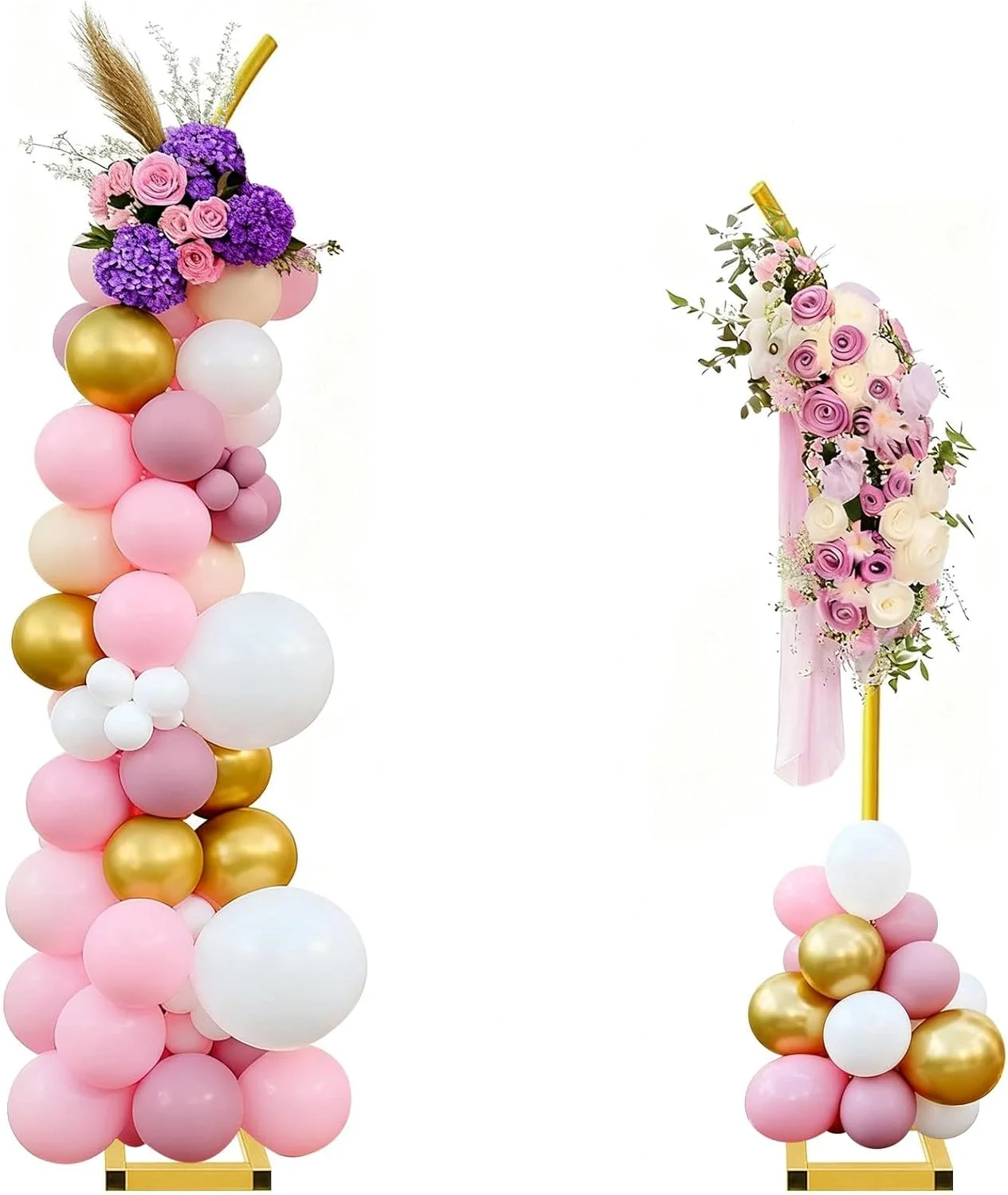 پایه طاق بادکنک فلزی، طاق طلایی منحنی برای عروسی، قاب طاق فلزی برای عروسی، تولد، مهمانی، جشن فارغ التحصیلی، دکوراسیون پس زمینه استودیو جشن سالگرد (241 سانتی متر و 204 سانتی متر)