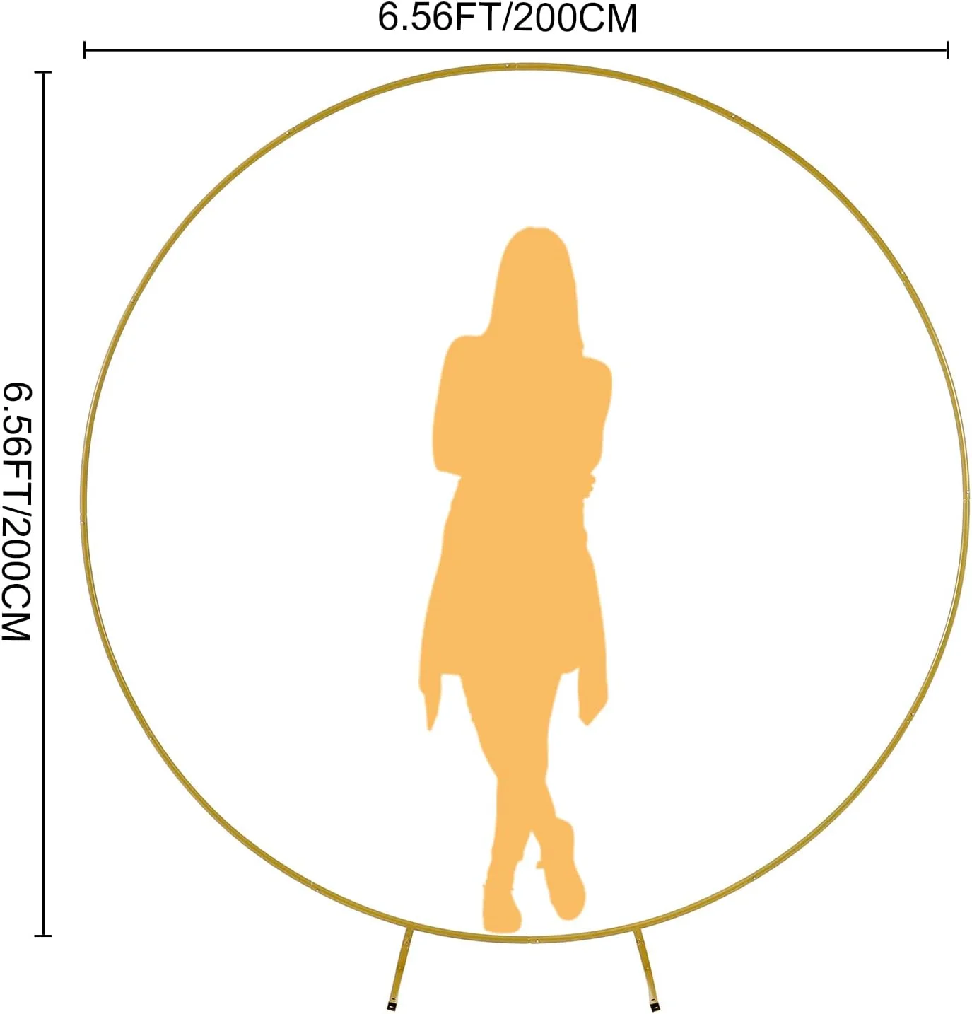 استند بکدراپ گرد GARFANS، طاق فلزی عروسی 2 متری با پایه های نگهدارنده و میخ، استند طاق بادکنک دایره ای، قاب آربور باغ برای دکور مراسم عروسی، جشن تولد، جشن نوزادی، پس زمینه عکس، دکور مراسم 02