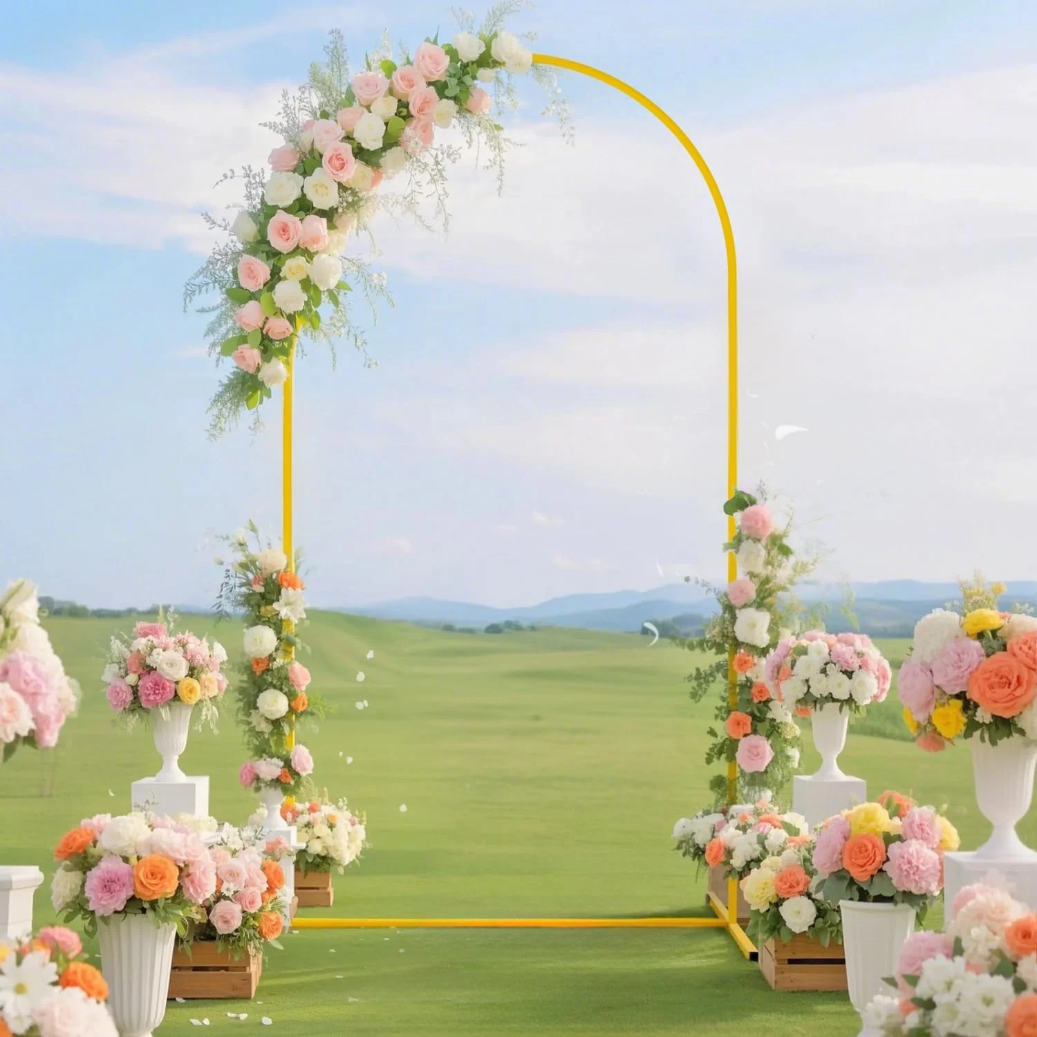 استند پس زمینه طاق فلزی 2.2 متری و ست روکش طاق، استندهای طاق پس زمینه عروسی با روکش طاق اسپندکس رز دودی برای تزئینات جشن تولد، مراسم فارغ التحصیلی و مهمانی