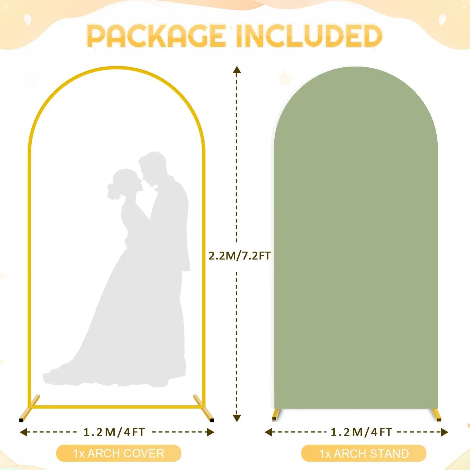 استند پس زمینه طاق فلزی 2.2 متری و ست روکش طاق، استندهای طاق پس زمینه عروسی با روکش طاق اسپندکس رز دودی برای تزئینات جشن تولد، مراسم فارغ التحصیلی و مهمانی