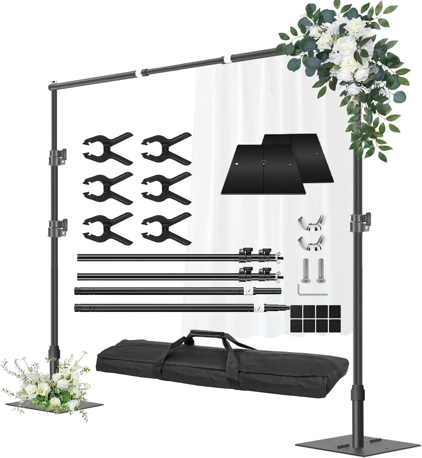 پایه پس زمینه سنگین، قاب پس زمینه قابل تنظیم 3m x 3m با پایه فلزی، کیت پشتیبانی لوله و پرده برای دکوراسیون استودیو عکس، فیلم، جشن تولد، رویدادها