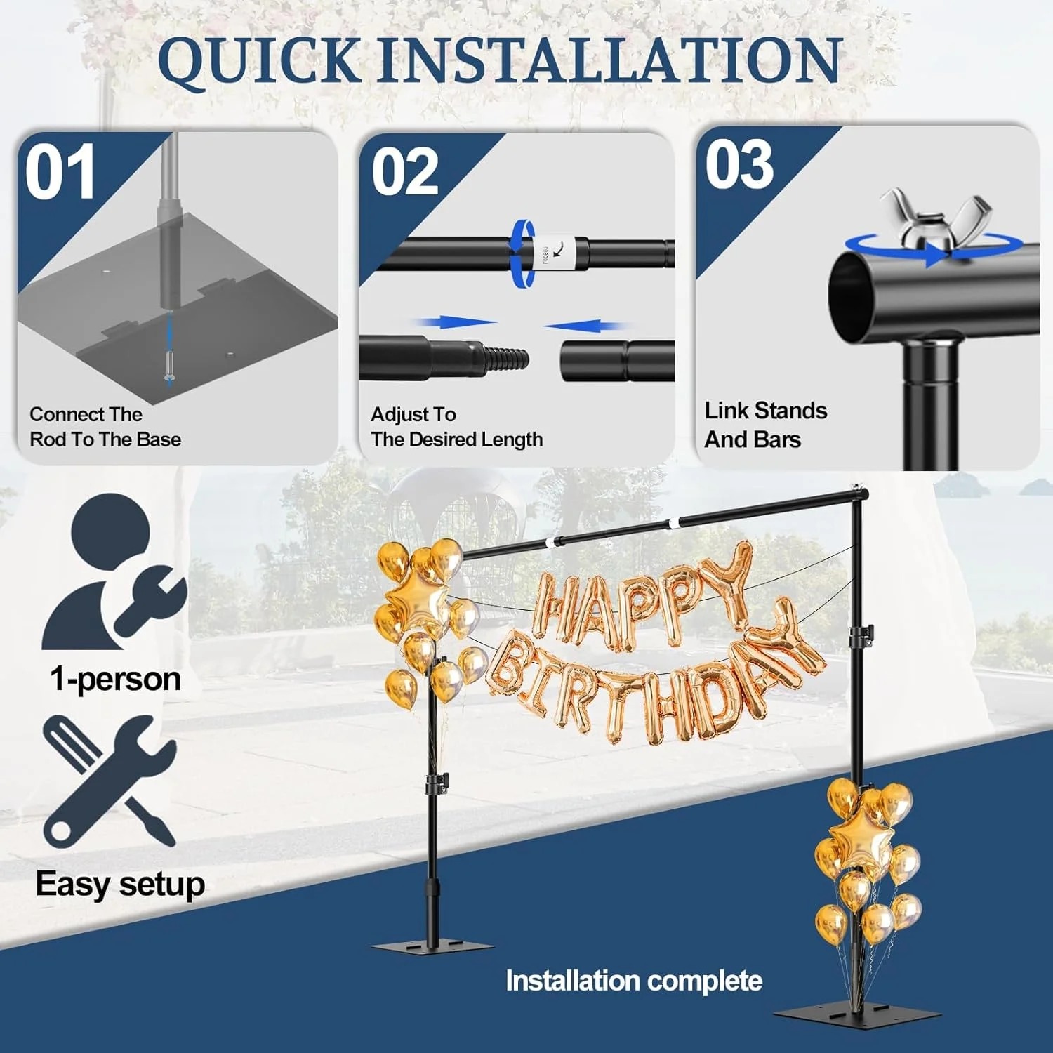 پایه پس زمینه سنگین، قاب پس زمینه قابل تنظیم 3m x 3m با پایه فلزی، کیت پشتیبانی لوله و پرده برای دکوراسیون استودیو عکس، فیلم، جشن تولد، رویدادها