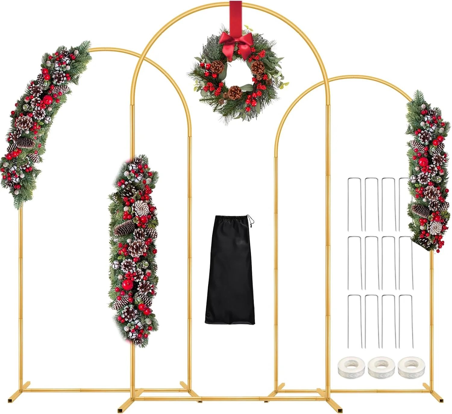 پایه پس زمینه قوسی DEVISEFUN، مجموعه 3 عددی فلزی طلایی برای دکوراسیون مراسم عروسی، جشن فارغ التحصیلی و مهمانی