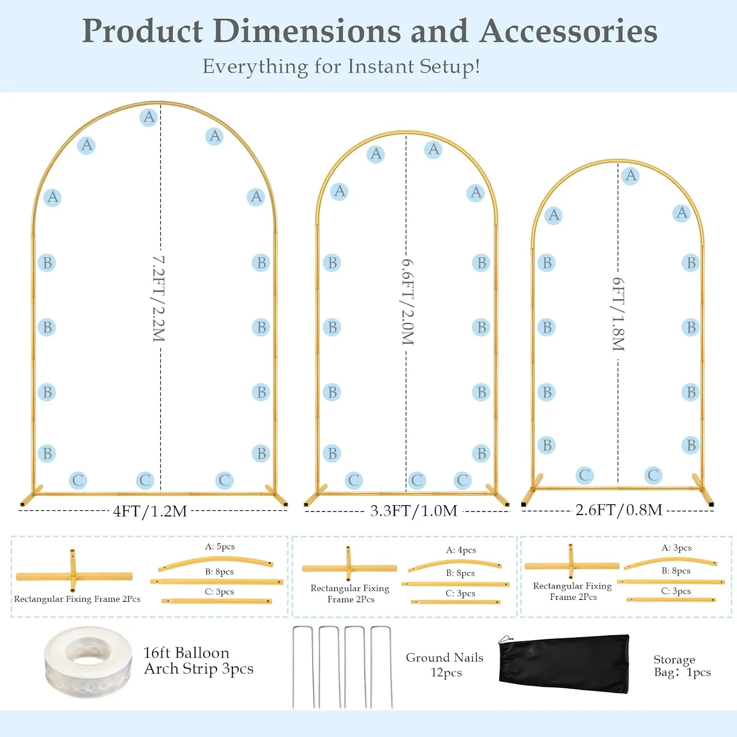 پایه پس زمینه قوسی DEVISEFUN، مجموعه 3 عددی فلزی طلایی برای دکوراسیون مراسم عروسی، جشن فارغ التحصیلی و مهمانی