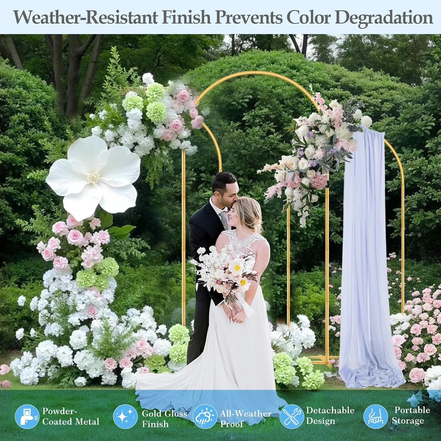 پایه پس زمینه قوسی DEVISEFUN، مجموعه 3 عددی فلزی طلایی برای دکوراسیون مراسم عروسی، جشن فارغ التحصیلی و مهمانی