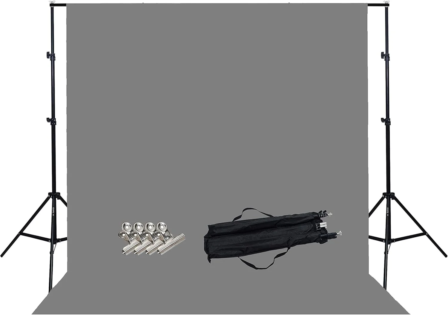 کیت عکاسی S02 با پایه نگهدارنده پس زمینه 200cm*210cm به همراه 4 عدد گیره فولادی و 1 کیف حمل (به همراه پس زمینه خاکستری)