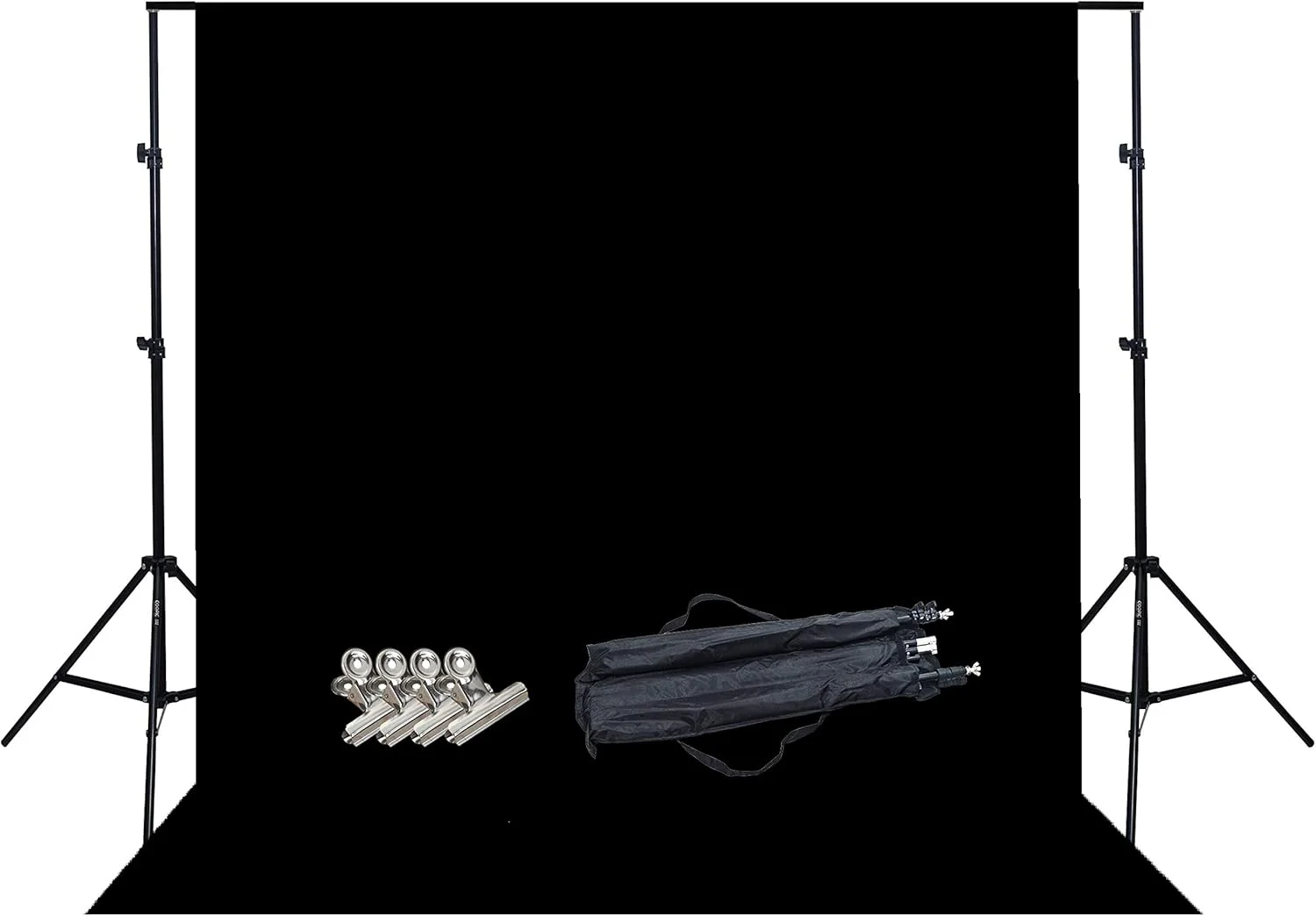 کیت عکاسی S02 پایه نگهدارنده پس زمینه 2m*2m / 200cm*210cm به همراه 4 عدد گیره فولادی و 1 کیف حمل (به همراه پس زمینه مشکی)