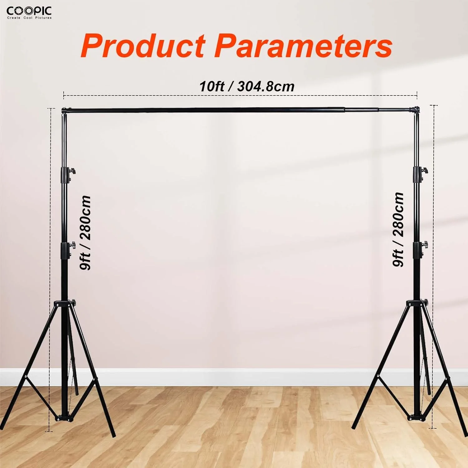 پایه نگهدارنده پس زمینه قابل تنظیم سنگین COOPIC S06 – ارتفاع 280 سانتی متر، میله افقی قابل افزایش 125–305 سانتی متر، حداکثر بار 14 کیلوگرم، به همراه 4 گیره پس زمینه – سیستم پشتیبانی استودیوی عکاسی و فیلمبرداری پایه نگهدارنده پس زمینه قابل تنظیم سنگین COOPIC S06 – ارتفاع 280 سانتی متر، میله افقی قابل افزایش 125–305 سانتی متر، حداکثر بار 14 کیلوگرم، به همراه 4 گیره پس زمینه – سیستم پشتیبانی استودیوی عکاسی و فیلمبرداری